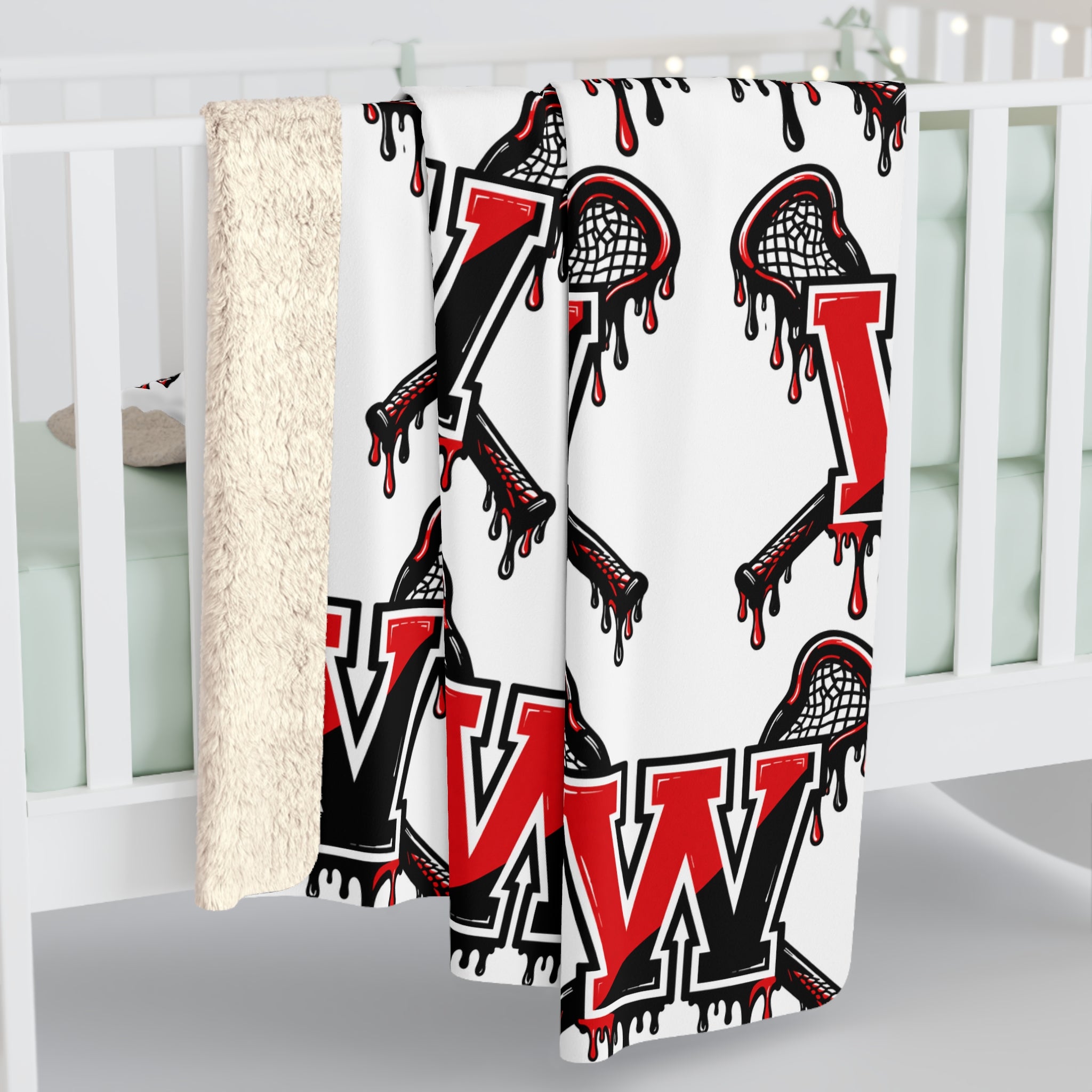 Winchester W Lacrosse Sherpa Fleece Blanket